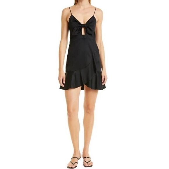 NEW Alice & Olivia Hilda Black Cutout Fit & Flare Satin Dress Size 2 - Picture 8 of 8
